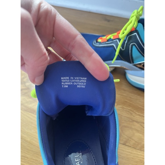 Michael Kors Olympia Chunky Wedge Trainer Sneakers Sapphire Sig Semi Lux 7.5 - Picture 5 of 7